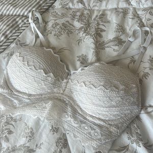 PINK lace bralette XS white
